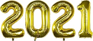 Tuoyi Gold Foil Number 2021 Balloons for New Years Eve Party 2021 Big Festivel Graduations Balloons for Home/Office - Anniversary Party Supplies Balloons Banner