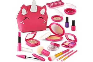 WESAYEE Toddler Pretend Makeup Kit for Girls, Play Makeup Set for Kids 3-5 4-6, Fake Make up Toy with Unicorn Purse, Toddler Girl Toys for 3 4 5 6 7 Year Old