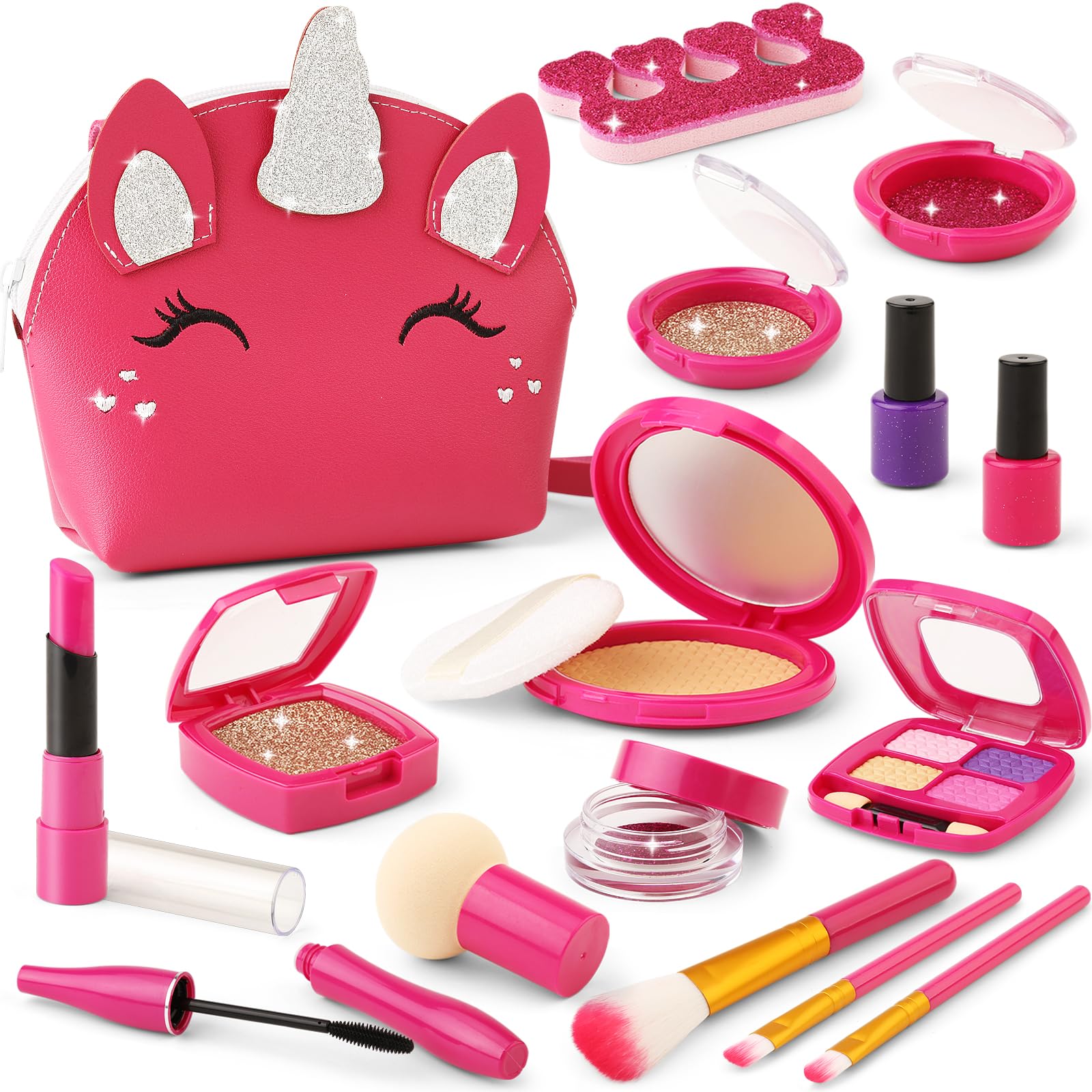 Photo 1 of Toddler Pretend Makeup Kit for Girls, Play Makeup Set for Kids 3-5 4-6, Fake Make up Toy with Unicorn Purse, Toddler Girl Toys for 3 4 5 6 7 Year Old