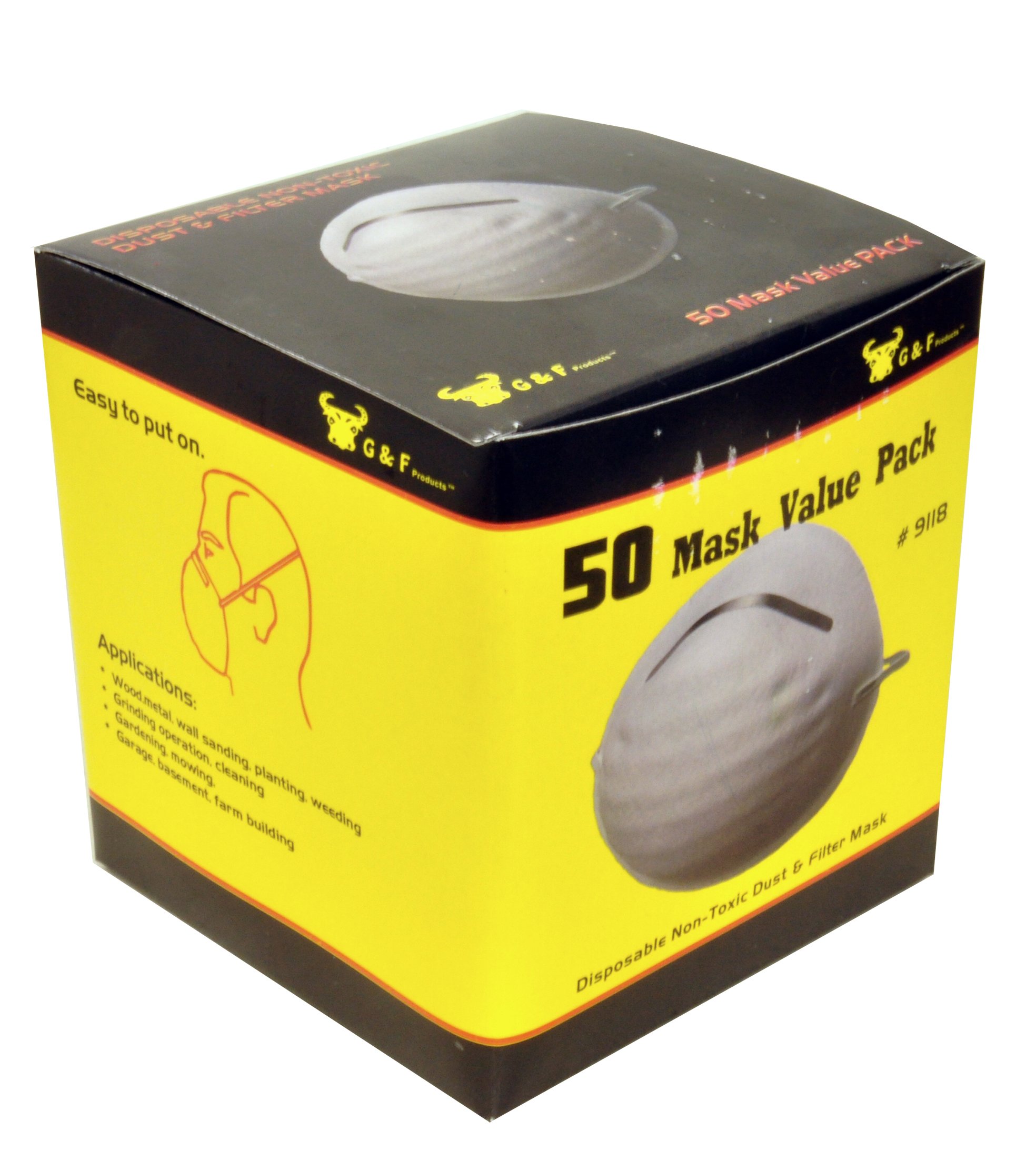 G & F 9118 Disposable NonToxic Dust and Filter Mask for cleaning, 50