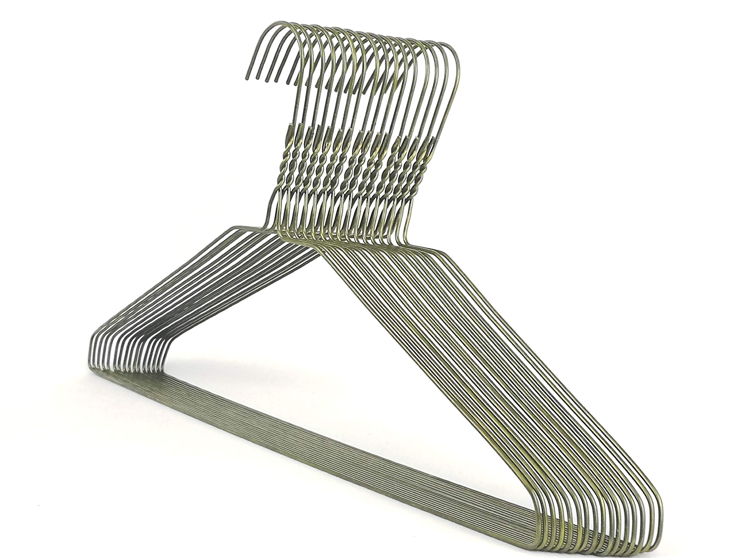 DODIN HOME 30 Bronze Wire Hangers Space Saving Metal Coat Hanger Suit Hangers with Trouser Bar Clothes T-Shirt Dress (Bronze, 30)