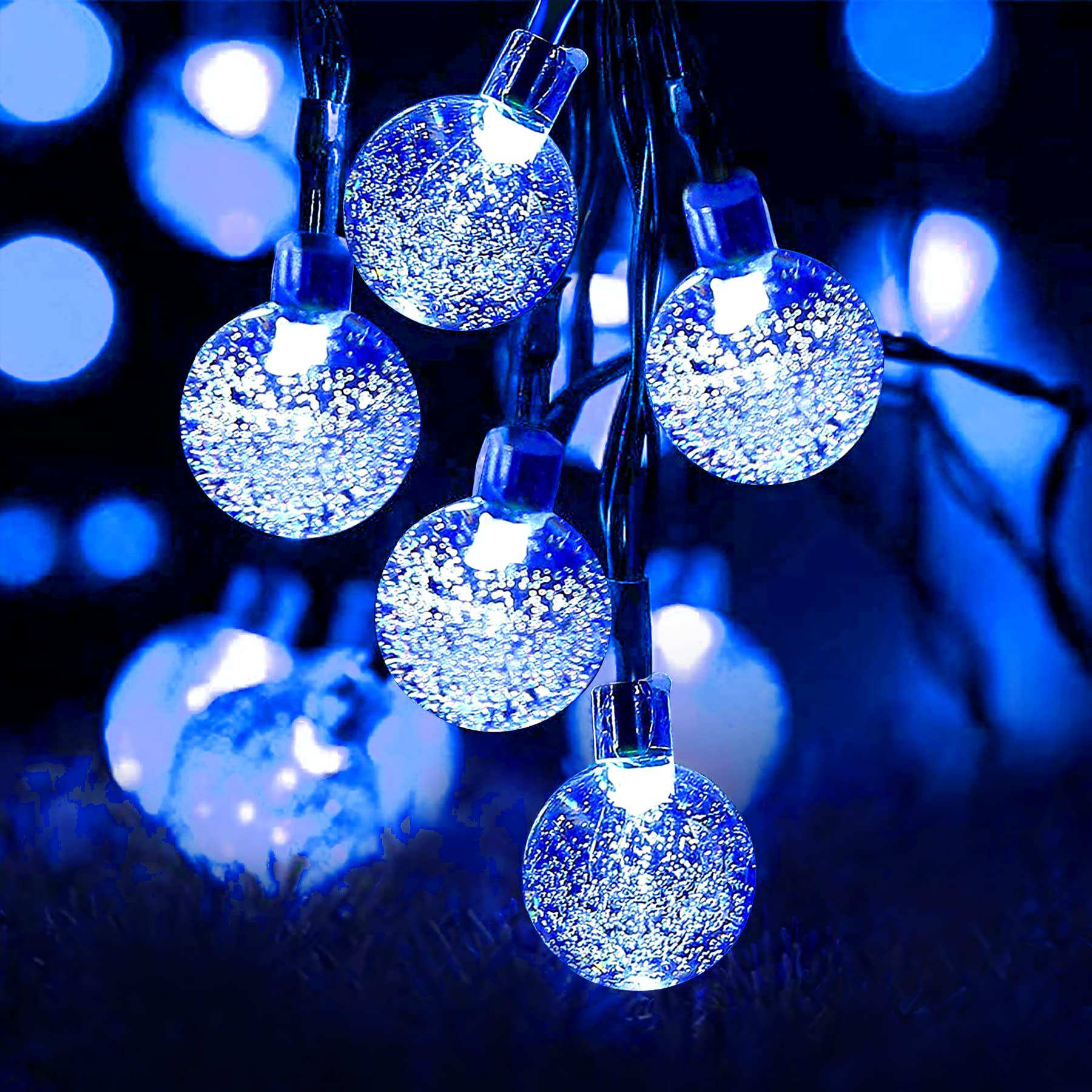 Lezonic Solar Garden Lights Outdoor, 50LED 7M/23Ft String Waterproof, 8 Modes Indoor/Outdoor Fairy Decorative Lighting for Home, Garden, Patio, Yard, Gazebo, Party, Festival (Blue)