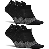 Feetures Elite Ultra Light Cushion Ankle Socks - Sport Sock with Targeted Compression - New Black, L (6 Pair)