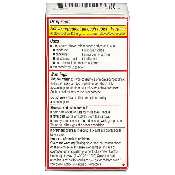 TYLENOL REGULAR STRENGTH TABLETS WITH 325 MG OF ACETAMINOPHEN, FEVER REDUCER & PAIN RELIEVER FOR HEADACHE, BACK ACHE, MUSCLE PAIN & MENSTRUAL CRAMPS, 2 PACK