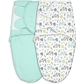 CIVARUA KIDS Baby Swaddles for Newborn Organic Cotton,Soft & Snug Newborn Velcro Swaddle 0-3 Months Sleep Sack Helps Calm Startle Reflex, 2-Pack Wrap Nursery Swaddling Blankets Sage Elephant