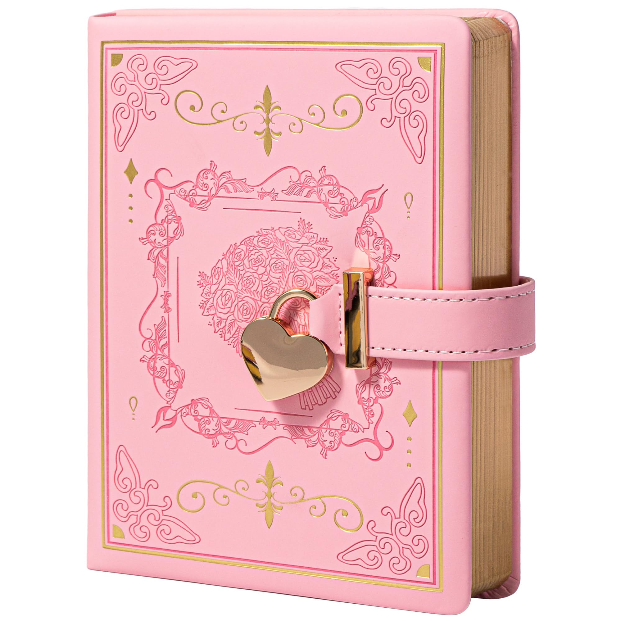 MGGAO Diary with Lock for Writing, PU Hardcover Leather Journal with Lock, B6 Personal Organizer Diary for Women Girls, 288 Pages 100gsm Ruled Paper Journal with Gift Box