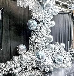 10pcs 18 inch Metallic Silver Balloons, Thick Latex