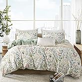 BUPIRD Comforter Set King Floral Soft Cotton Cute Bedding Comforter Sets Garden Style Green Flower Print Botanical King Comforter Set for All Seasons 1 Comforter and 1 Pillowcases