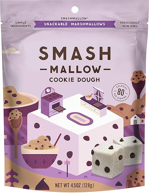 Smashmallow Cookie Dough by SMASHMALLOW | Snackable Marshmallows | Non-GMO | Organic Cane Sugar | 80 Calories