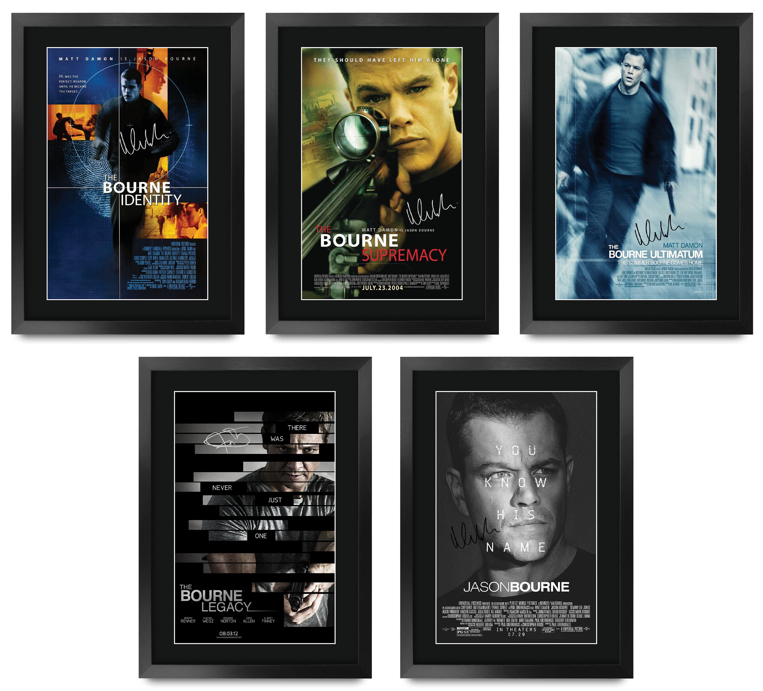 HWC Trading FR A3 Bourne Collection Matt Damon Gifts Printed Poster Signed Autograph Picture for Movie Memorabilia Fans