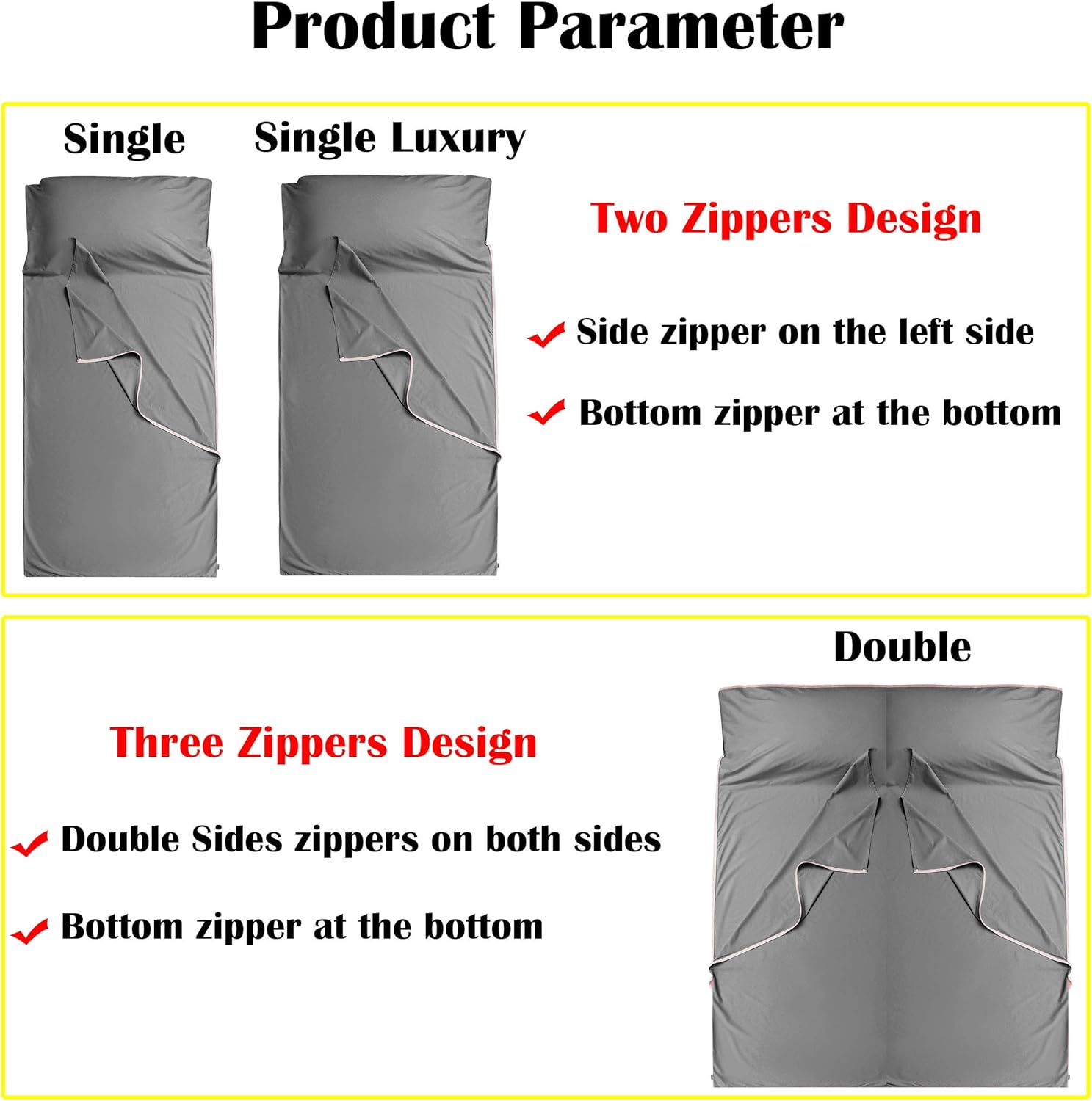 Cozysilk Sleeping Bag Liner with Zipper - Pure Cotton Sleep Sack Adult - Travel Sheet for Hotel & Backpacking, Pure Silk Sleep Mask Included : Sports & Outdoors