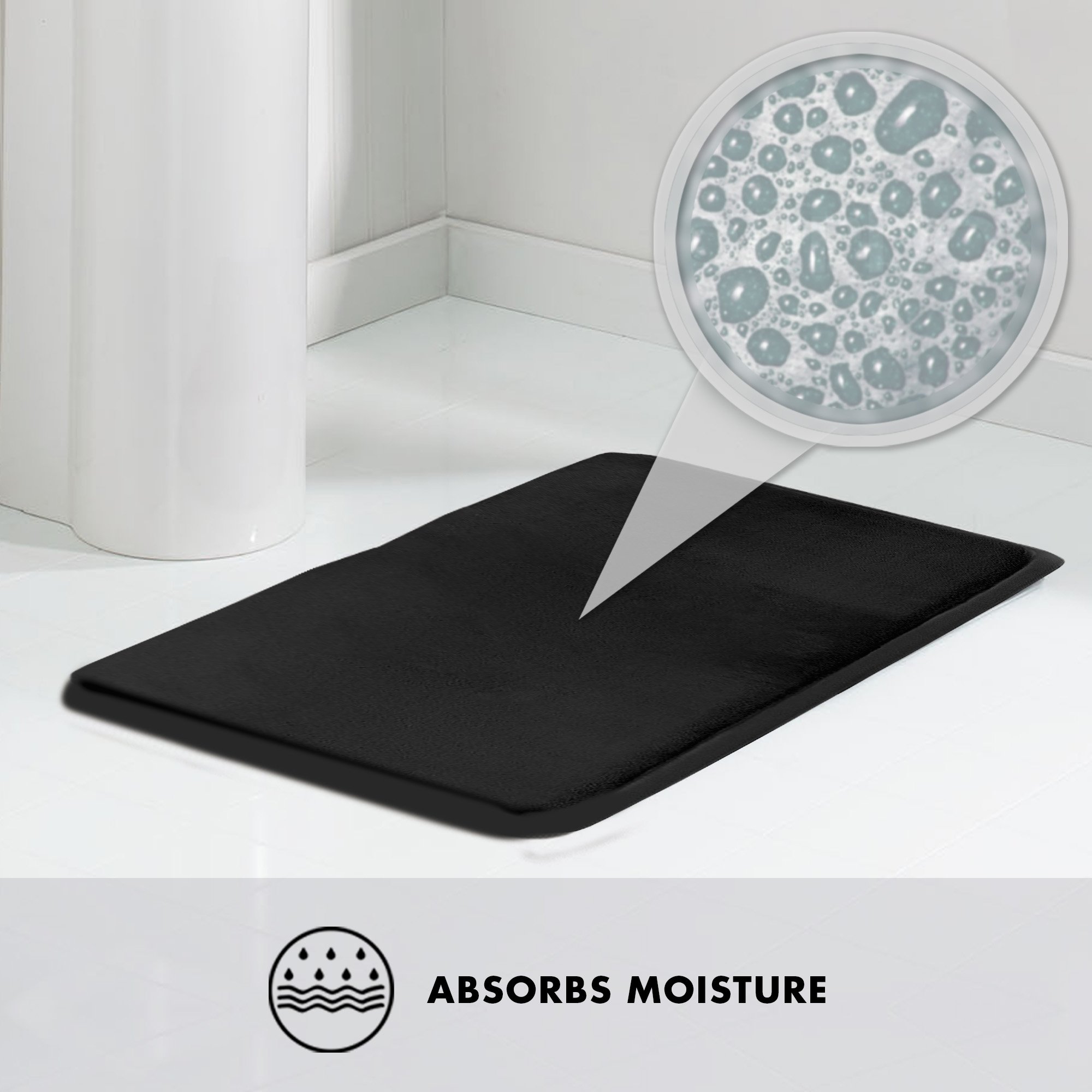 Genteele Memory Foam Bath Mat Non Slip Absorbent Super Cozy Velvet