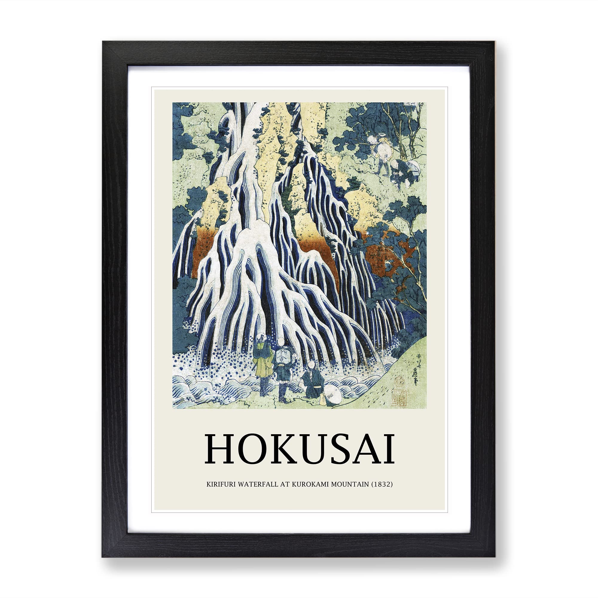 Shimotsuke Kurokami Yama Kurifuri No Taki By Katsushika Hokusai Exhibition Museum Asian Japanese Framed Wall Art Print, Ready to Hang Picture for Living Room Home Office Décor, Black A4 (34 x 25 cm)
