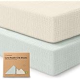 KeaBabies 2-Pack Muslin Crib Sheets for Boys, Girls - 100% Organic Cotton Fitted Baby Crib Mattress Sheet, Soft Breathable Standard Toddler Bed Cover Bedding Set, Neutral, Durable 52x28 (Willow)
