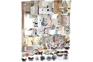 ESWENY 260PCS Vintage Journaling Scrapbooking Supplies Scrapbook Sticker Paper Ephemera Pack for Bullet Junk Journal Planners Collage Craft Notebooks Album (Flowers and Butterflies)