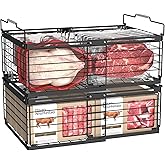 NADAMOO Freezer Organizer Bins, 2 Packs Large Expandable Stackable Chest Freezer Containers with Handle, Metal Adjustable Storage Baskets for Fridge, Deep Freezer, Cabinet, Kitchen, Pantry - Black