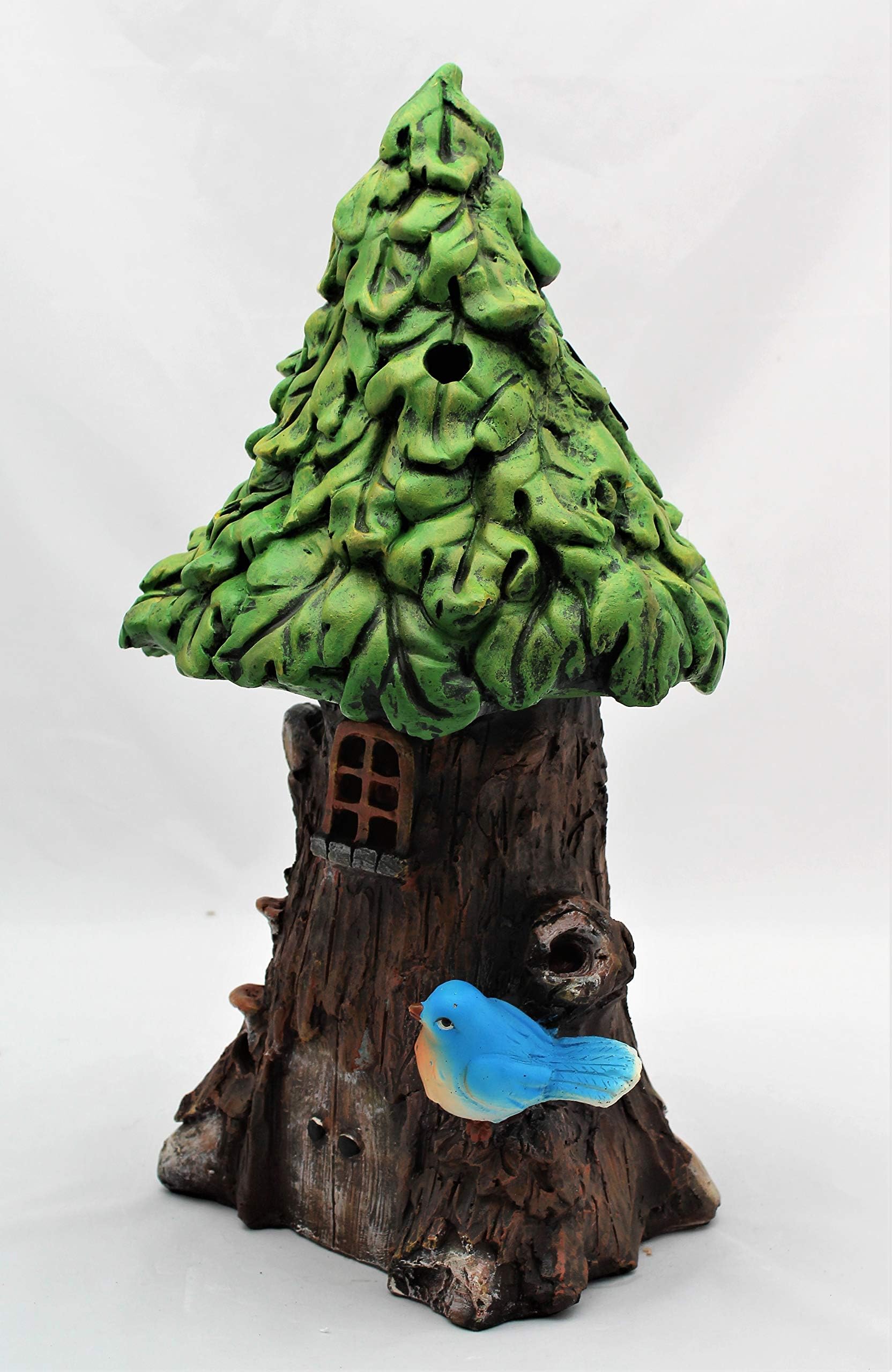 Solar garden decor large fairy house pixie green outdoor ornament statue home