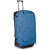 Osprey Transporter 90L Wheeled Travel Duffel Bag - Large Lightweight Rolling Suitcase for Men and Women, Blue Flame/Nocturnal Blue