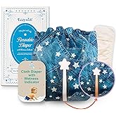 Reusable Cloth Diapers with Wetness Indicator, Swim Diaper, 1 Waterproof Skin Friendly Covers＆Insert One Size Adjustable Washable Diapers for Baby (11-33 pounds, 0-3 Years, Cowboy)