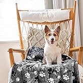AIWEK Waterproof Pet Blanket Dog Blankets, Pattern Printing Super Soft Warm Fluffy Facecloth Sofa Car Bed Protector, Urine Proof Washable Pet Blanket for Puppy Large Dogs & Cats(Dog paw64cm*76cm)