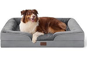 Bedsure Orthopedic Dog Beds Large Sized Dog - Washable Large Dog Cat Bed Waterproof, Comfort Dogs Couch Sofa with Washable Removable Cover, Pet Bed with Nonskid Bottom, Grey, 35"