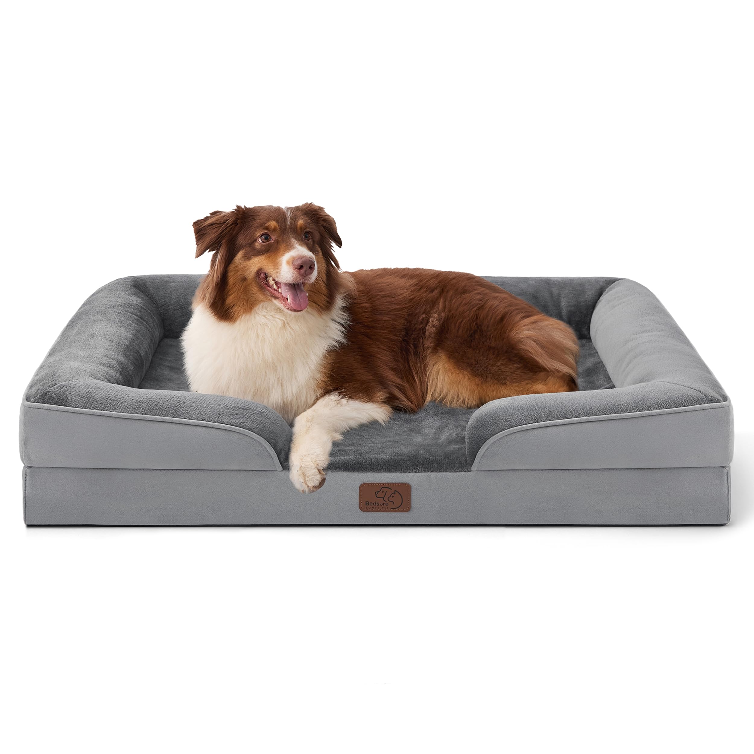 Photo 1 of Bedsure Orthopedic Dog Beds Large Sized Dog - Washable Large Dog Cat Bed Waterproof, Comfort Dogs Couch Sofa with Washable Removable Cover, Pet Bed with Nonskid Bottom, Grey, 35"