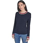 Nautica Women's Long Sleeve Cable Crewneck Sweater