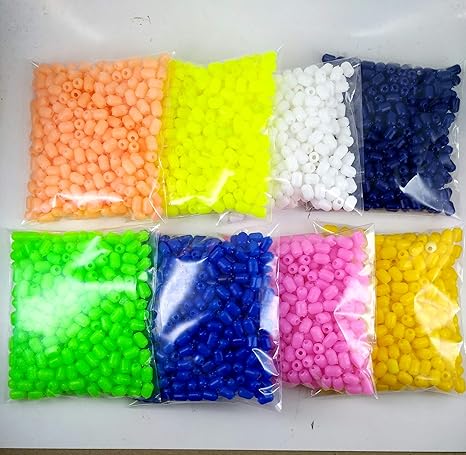 Plastic Broom Wire Beads 8 Colors 100 Gms Each Color For Craft