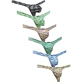 iKingsky Men's Colorful Big Pouch Thong Underwear Sexy Enhanced Underpanties Low Rise Bulge T-back Underwear