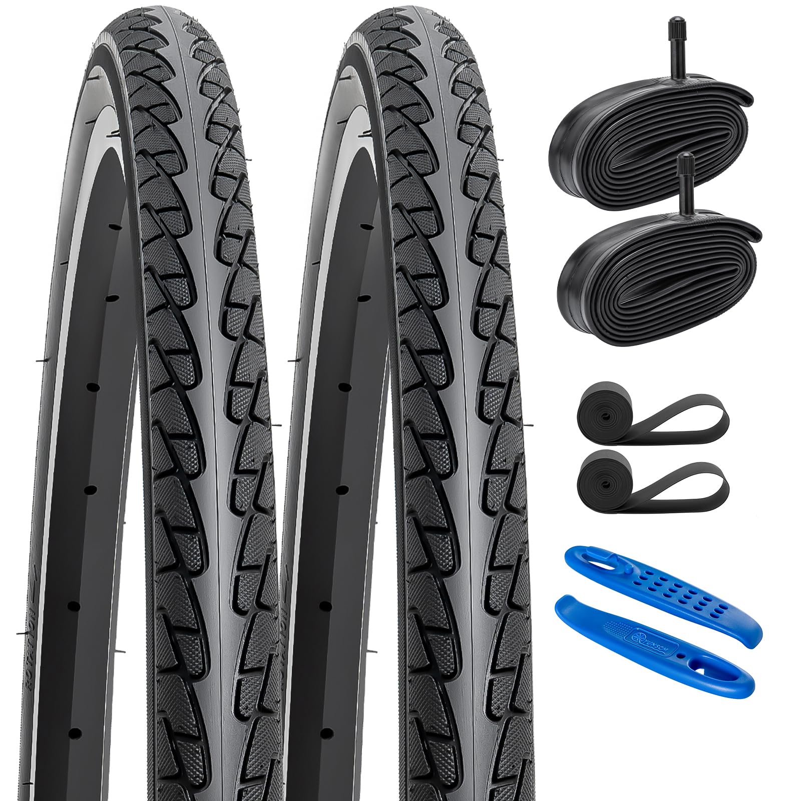 YunSCM 2PCS 26" Wheelchair Tyres 26x1 3/8 37-590 and 26 inch Bike Tubes AV33mm Schrader Valve Compatible with 26"x 1-3/8 26x 1 3-8 Wheelchair Road Bikes Bicycle Tyre Tube