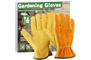 MORZEJAR Leather Work Garden Gloves for Men & Women，Safety Work Gloves for Gardening, Welding, Construction, Farm, Ranch, etc. Thorn Proof , Planting,Heavy Duty，Roses Pruning Gardening Working Gloves, Gifts L