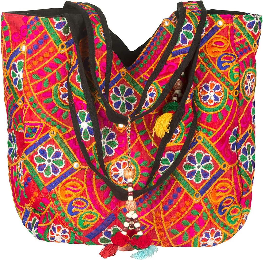Colorful Floral Boho Large Shoulder Bag Tote Handbag Casual Spacious Market School Beach Books Travel