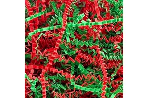 Corlcol1LB Crinkle Paper Shred Filler for Gift Box Bag and Basket On Holidays(Red&Green)