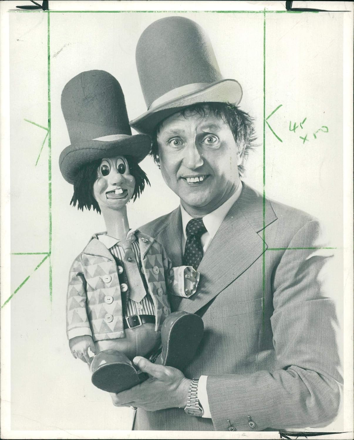 Vintage photo of Comedian Ken Dodd with puppet
