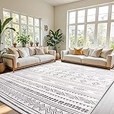 Terrug Boho Area Rug for Living Room, Grey 5x7 Washable Rugs with Non Slip Backing for Bedroom, Soft Geomtric Stain Resistant Moroccan Carpet for Dining Room Floor Decor