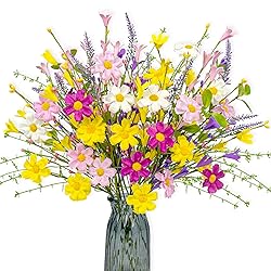 J'FLORU Artificial Spring Flowers 12 Pack Spring