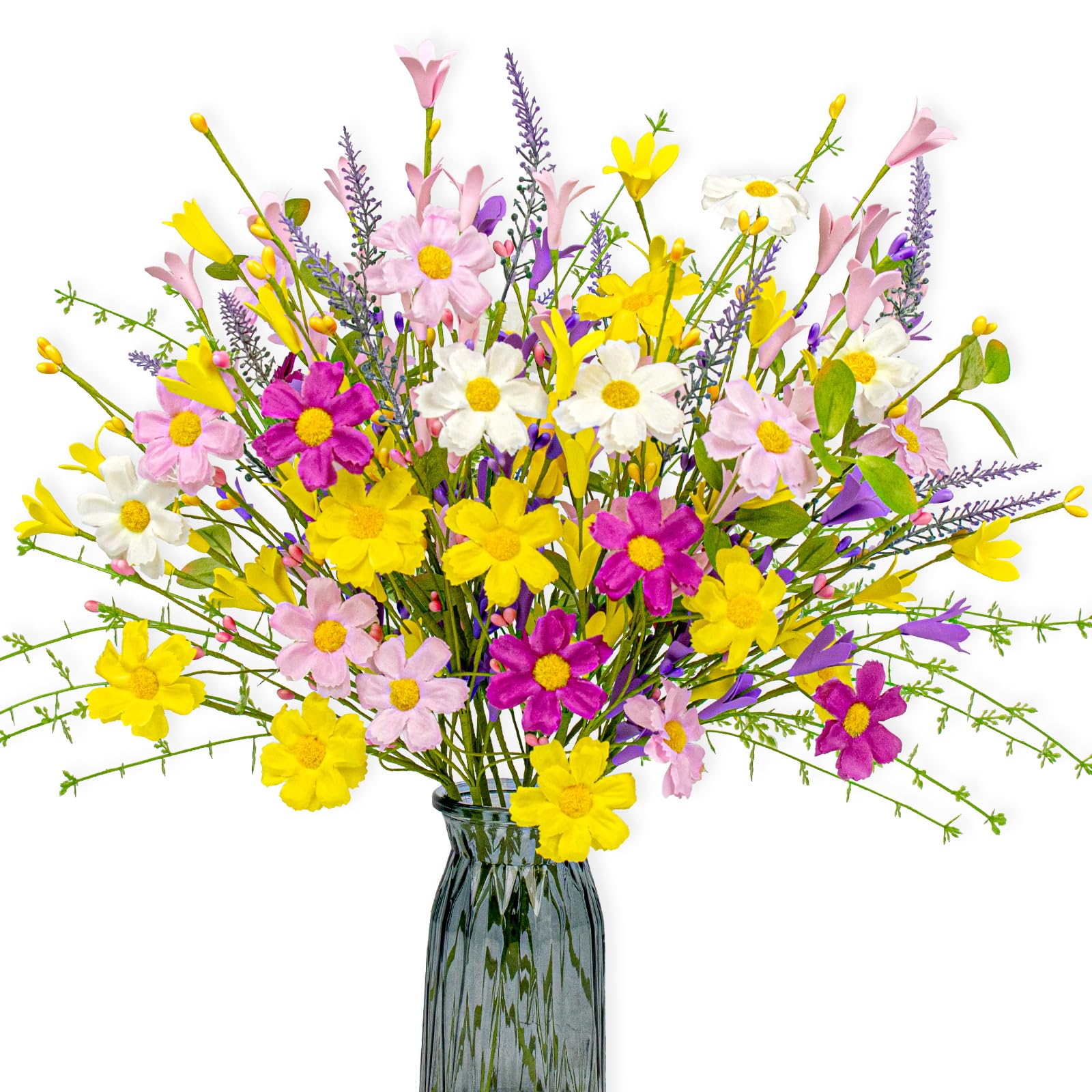 J'FLORU Artificial Spring Flowers 12 Pack Spring