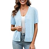 VIISHOW Short Sleeve Lightweight Summer Cardigan for Women, Button Down Open Front V Neck Crochet Knit Cropped Bolero Shrugs