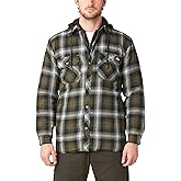 Dickies mens Relaxed Fleece Hooded Flannel Shirt Jacket
