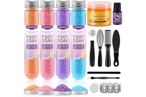 XIWEIOO FOOT SOAK SALT Himalayan Pink Salt with Lavender, Rose, Orange Fragrance, Oil Essential Oil & Sea Saltsfor Plantar Fasciitis Relief, Relaxation Gifts for Foot Pain Bath Salts for Women