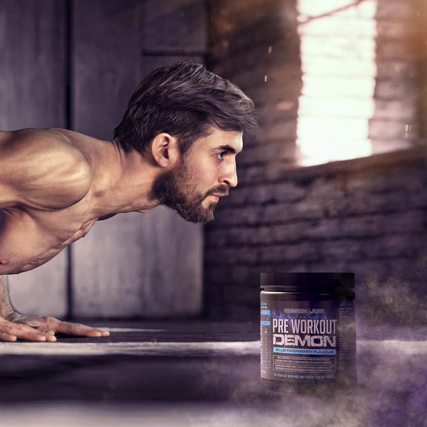 Pre Workout Demon (Blue Raspberry Flavour) - Hardcore Pre-Workout Supplement with Creatine, Caffeine, Beta-Alanine and Glutamine, 40 Servings: Health & Personal Care