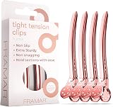 FRAMAR Rose Gold Hair Clips 4pc Premium Sectioning Hairdressing Clips