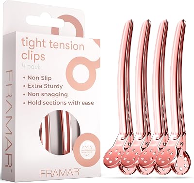 FRAMAR Rose Gold Hair Clips 4pc Premium Sectioning Hairdressing Clips