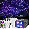 4 Colors 32W Twinkle Starlight Headliner Kit for Car Home with APP&RF Remote,RGBW 1000pcs*0.03in*13.1ft Cables Fiber Optic Star Sky Roof Lights,4 Port Engine Sound Activated Car Ceiling Star Lights
