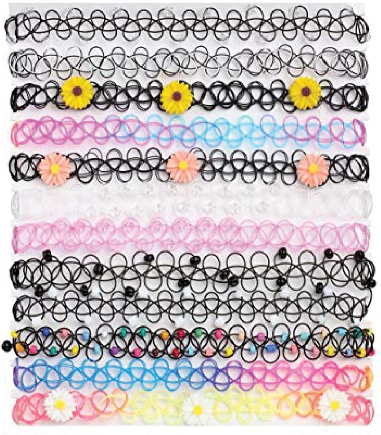BodyJ4You 24PC Choker Necklace Set Colorful Mix Stretch Elastic Jewelry Women Girl Kids Value Pack: Jewelry