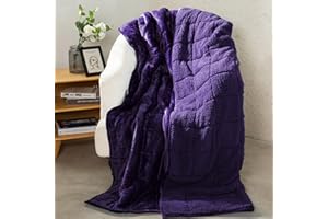 Aemicion Weighted Blanket Queen Size 15lbs,Dual Sided Cozy Fluffy Sherpa Heavy Weighted Blankets for Adults,Ultra Fuzzy Throw Blanket with Soft Plush Flannel Top,60 x 80 inches Purple on Both Sides