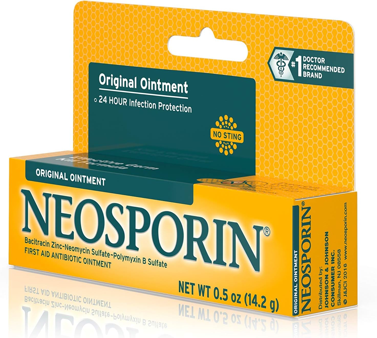 Neosporin Original First Aid Antibiotic Ointment with Bacitracin, Zinc For 24-Hour Infection Protection, Wound Care Treatment and the Scar Appearance Minimizer for Minor Cuts, Scrapes and Burns,.5 oz: Health & Personal Care