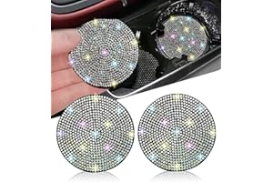 NBTEPEM 2pcs Bling Car Cup Holder Coaster, 2.75 inch Anti-Slip Shockproof Universal Fashion Car Coasters Insert Bling Crystal Rhinestone Automotive Interior Accessories for Women (2 pcs, Multicolor)