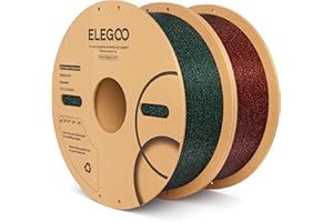 ELEGOO PLA Filament 1.75mm 2KG Sparkle Red & Green, Glitter Twinkling 3D Printer Filament Dimensional Accuracy +/- 0.02mm, 2pcs 1kg Spool(2.2lbs) Fits for Most FDM 3D Printers