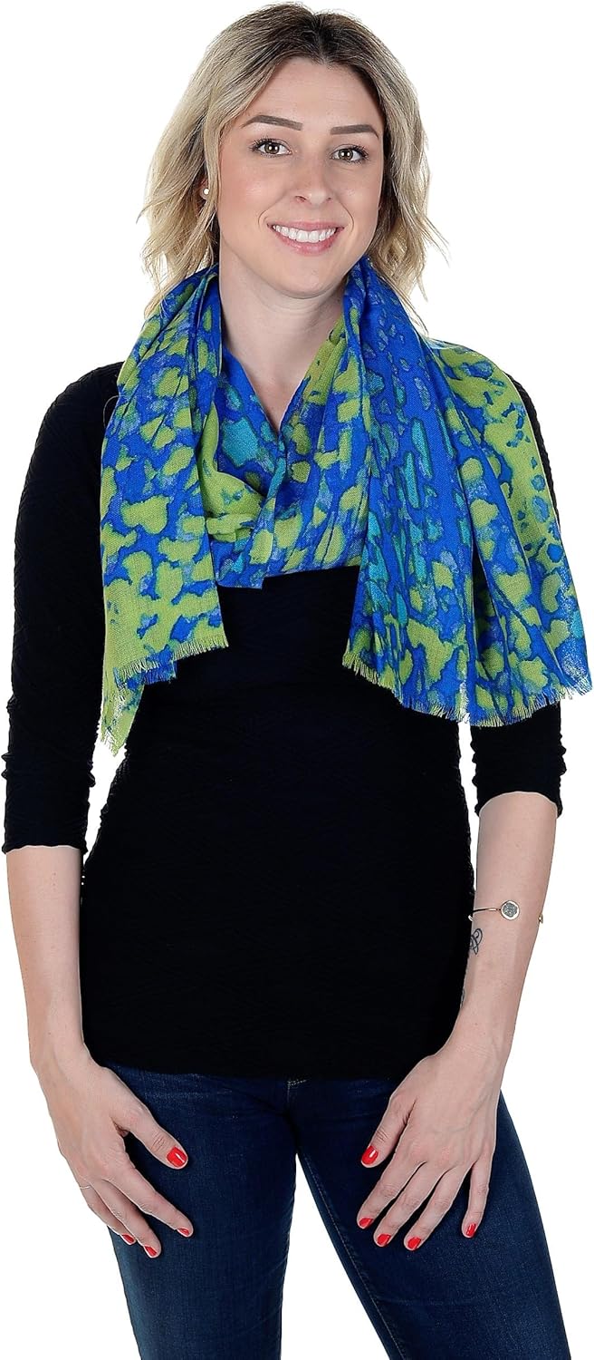 Tahari by Elie Tahari Cluster Animal Printed Lightweight Scarf 100% Merino Wool Coral at  Women’s Clothing store